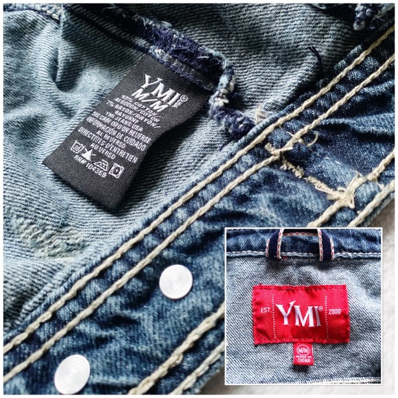 YMI Jean Jacket Cropped Distressed Size Jrs. M - Picture 8 of 8